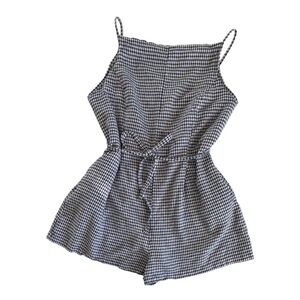 Caroline Constas Revolve Smocked Romper Blue Gingham Womens Large Cottage Preppy